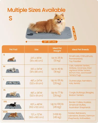 Vista 6 de Feandrea Almohadilla lavable para orina de perro, paquete de 2, reutilizable, 24 x 18 pulgadas, S, impermeable para entrenamiento de mascotas, a