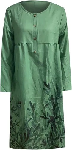 Vista 5 de Fragarn Vestido cruzado para mujer casual a la moda con cuello redondo botones y bolsillos