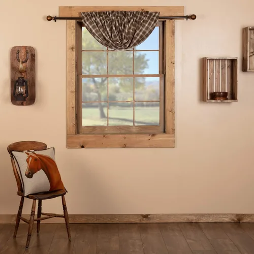 Vista 9 de VHC Brands Rustic & Lodge - Cortinas para ventana de cocina, par de festones Wyatt, marrón caqui