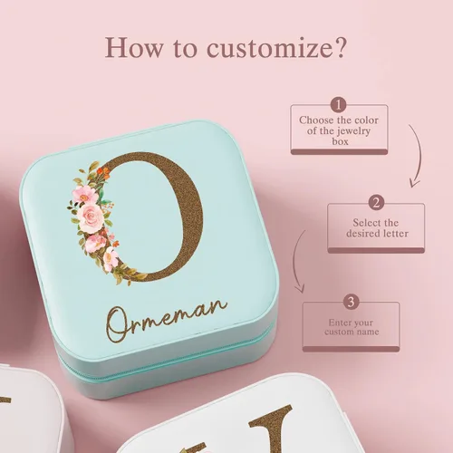 Vista 6 de Joyero personalizado Estuche de joyería de viaje personalizado, regalos de dama de honor, mini organizador de joyas, regalos personalizados