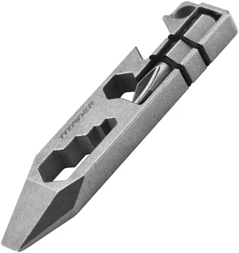 Vista 7 de Herramienta de titanio multiherramienta para abridor de botellas, destornillador herramienta EDC Gear Llavero Herramientas (gris)