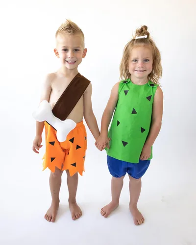 Vista 4 de Luke and Lulu Caveman Pebbles Bam Bam - Disfraz para niñas y niños pequeños