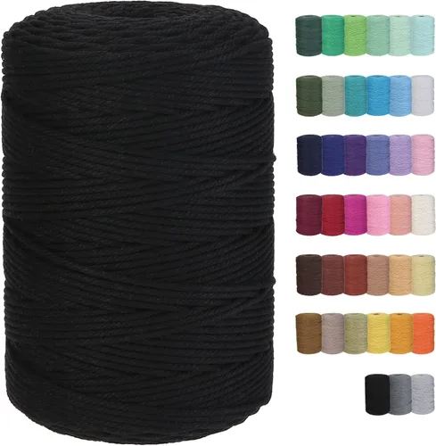 Vista 10 de Cuerda de macramé de algodón de 2 mm, 220 yardas, suministros naturales de macramé de color, cuerda de algodón suave para artesanía, para colgar