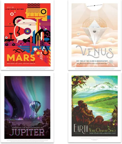 Vista 4 de Póster de la NASA Space Grand Tour Travel Exploration Exoplanet Art Print Decoración para el hogar, paquete de 17 – incluye impresión personalizada