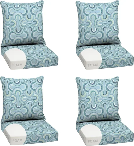 Vista 18 de Arden - Juego de cojines de asiento profundo para exteriores, espuma, 24x24, azulejos Alana
