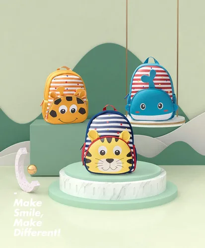 Vista 6 de Mochila impermeable para niños de 2 a 5 años, para el jardín de niños, mochila 3D de lindos dibujos animados, de neopreno, mochila de animales