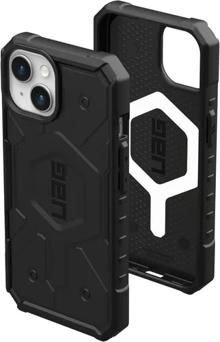 Vista 11 de URBAN ARMOR GEAR UAG - Funda compatible con iPhone 15 Plus de 6.7 pulgadas, Pathfinder transparente ceniza/negro, imán integrado compatible