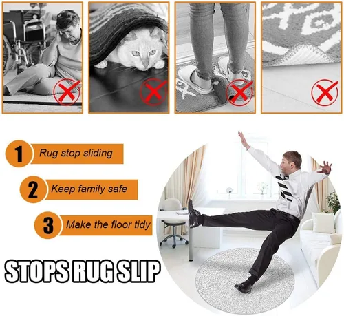 Vista 3 de Agarres para alfombras con súper adherencia, cinta antideslizante para alfombra que mantiene tu alfombra en su lugar y hace que las esquinas sean