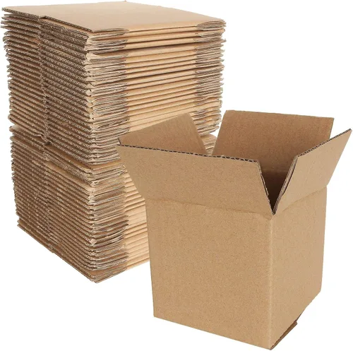 Vista 3 de Paquete de 50 cajas de envío de cartón corrugado de 4 x 4 x 4 pulgadas, pequeñas cajas de cartón corrugado recicladas, cajas de cartón corrugado