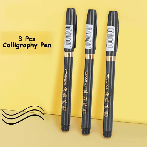 Vista 2 de Bolígrafo de tinta para caligrafía china japonesa de 3 tamaños, para principiantes, escribir, letras, firmas, ilustraciones, diseño
