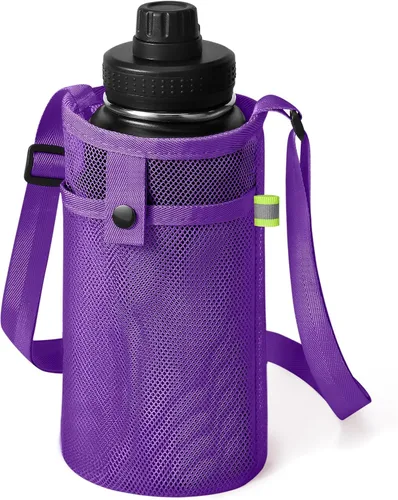 Vista 25 de Bolsa grande para botella de agua con correa, soporte de malla grande para botella de agua, correa para el hombro y bolsillo, soporte ligero