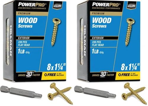 Vista 18 de Power Pro Tornillos de madera para exteriores de alta calidad, tornillos de cubierta multiusos #8 x 1-1/4 pulgadas para proyectos al aire libre