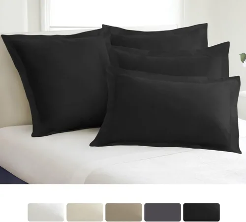 Vista 3 de Today's Home Basic Funda de almohada de microfibra a medida con brida de 2 in, Poliéster, Negro, Estándar