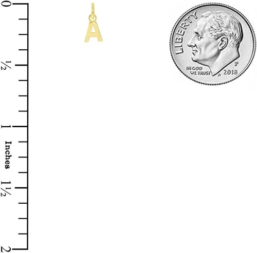Vista 2 de Colgante de oro amarillo sólido de 10 quilates personalizado mini letra inicial A-Z