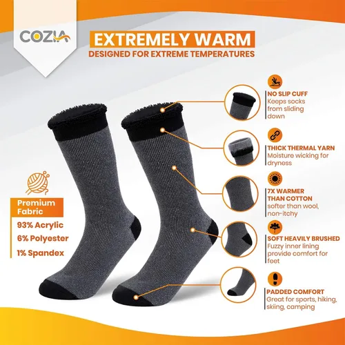 Vista 2 de COZIA Calcetines térmicos para hombres y mujeres, ultra suaves, calentadores que los calcetines de lana, 2 pares
