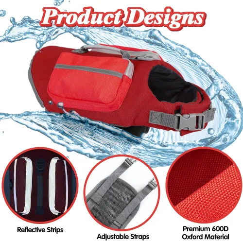 Vista 5 de EMUST Chaleco flotante para perros, chaleco salvavidas para perros pequeños con asa de rescate, chaleco salvavidas para perros pequeños, salvavidas