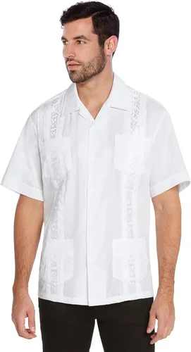 Vista 21 de vkwear Camisa de vestir de manga corta para hombre, estilo guayabera, cubana, playa, boda, informal, para hombre