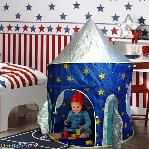 Vista 3 de Tienda de campaña y luces para niños, casa de juegos de castillo para niños, 41 x 53 pulgadas
