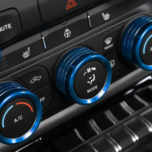 Vista 7 de RAZPOY Consola central de aire acondicionado de CA interruptor de radio, anillo de decoración interior accesorios para Dodge RAM 2018-2022, aleación