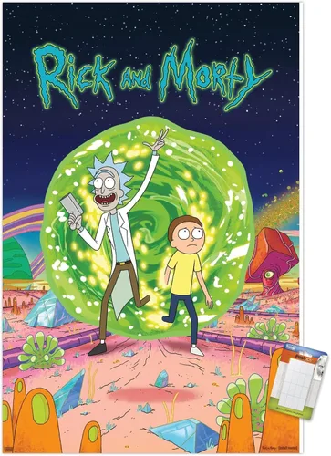 Vista 10 de Trends International Rick And Morty - Póster de pared de cubierta, 14.725 x 22.375 pulgadas, versión enmarcada de madera de granero
