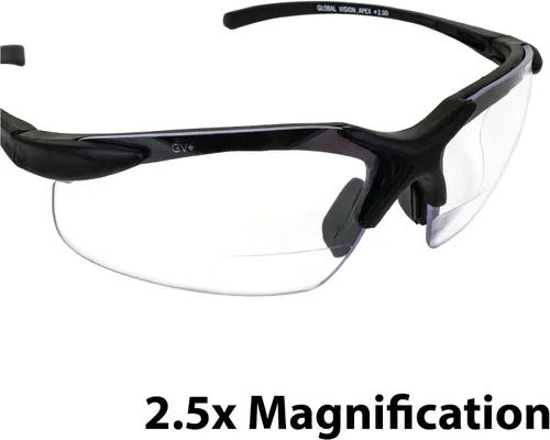 Vista 4 de Global Vision Apex 2.5 - Gafas de seguridad bifocales, 2 pares de lentes transparentes y ahumadas