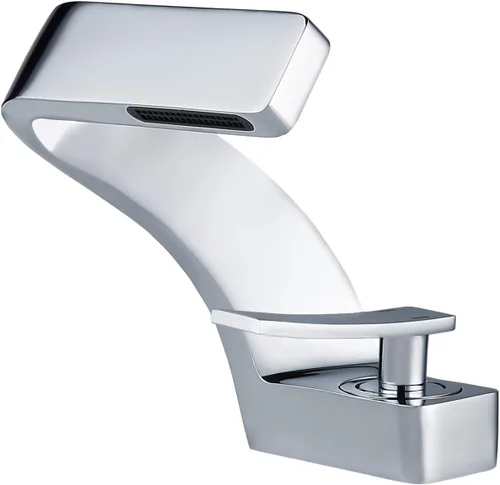Vista 9 de becola Grifo de cascada para lavabo de baño, grifo mezclador de agua fría y caliente de latón macizo de una sola manija, grifo para lavabo