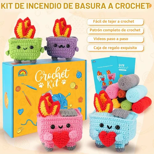 Vista 5 de Kit de ganchillo para principiantes, kit de iniciación de ganchillo de Azul Rosa Púrpura Verde