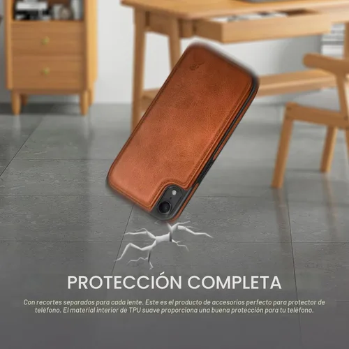 Vista 5 de DJDUCK Funda diseñada para iPhone XR con tarjetero y cierre magnético, protección de piel con bloqueo RFID, a prueba de golpes, para mujeres y A