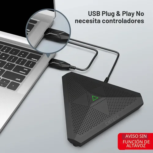 Vista 7 de CMTECK Micrófono USB para Conferencias, Botón de Silencio, Micrófono de Condensador Omnidireccional de Superficie para Grabación, Transmisión