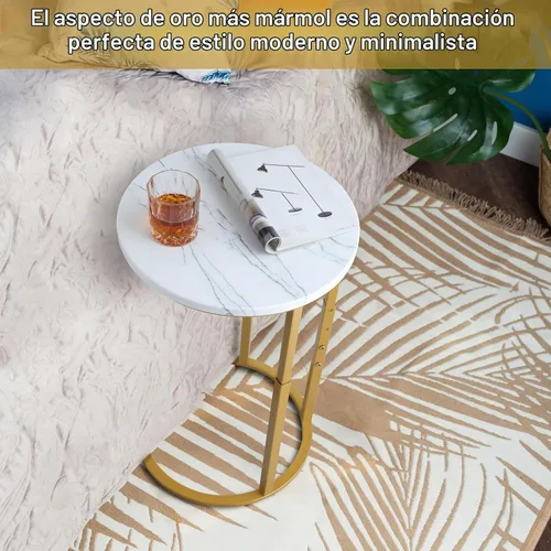 Vista 5 de Serteaw Mesa auxiliar en forma de C, mesa auxiliar resistente para sofá, mesita de noche, espacio pequeño, bandeja para TV, soporte para tocadiscos