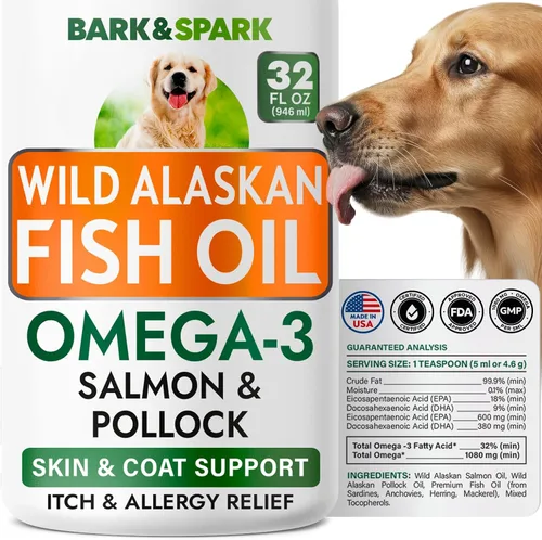 Vista 12 de BARK&SPARK Omega 3 para perros - 180 cápsulas blandas de aceite de pescado para la muda de pelo de perro, alergia cutánea, alivio de la picazón