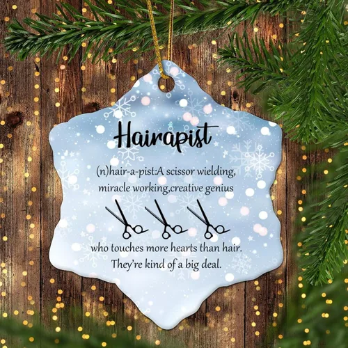 Vista 15 de Hairapist - Adornos de Navidad 2023 Definición de hairapista, decoraciones navideñas para árbol Descripción de la palabra Adornos únicos colgantes