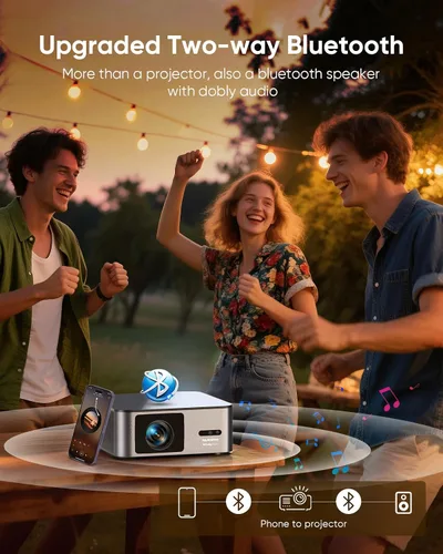 Vista 6 de Proyector Native 1080P con decodificación WiFi y Bluetooth 4K, compatible con proyector de películas Netflix con pantalla, HDR10/a prueba