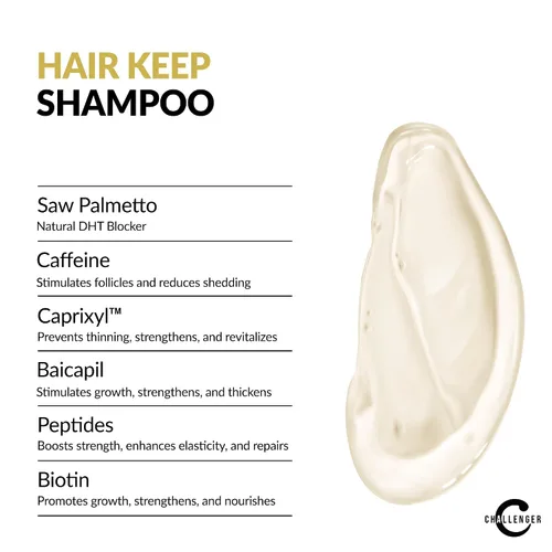 Vista 3 de Challenger Champú para mantener el cabello para hombre, 10 onzas. Champú para el crecimiento del cabello con bloqueo DHT con Baicapil, Capixyl