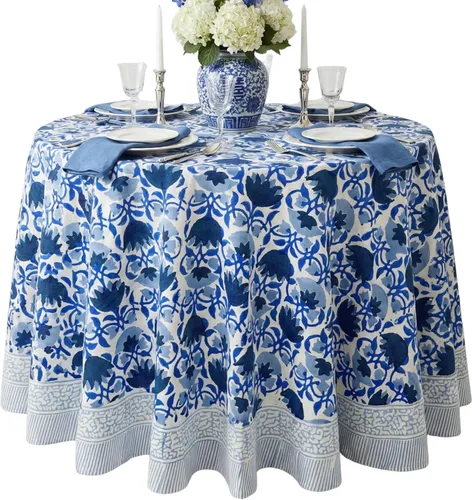 Vista 84 de ATOSII Mantel 100% algodón, Amara, floral, hecho a mano, rectangular, de lino, para cocina, comedor, fiestas, bodas, exteriores, picnics, Pascua