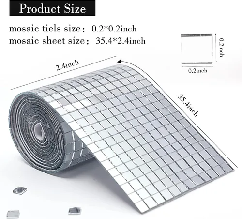 Vista 2 de PP OPOUNT 2160 azulejos de espejo autoadhesivos, calcomanías de bola de discoteca de 0.197 x 0.197 in para decoración de manualidades, azulejos