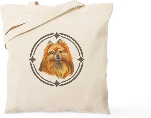 Vista 7 de CafePress Bolso de compras beige natural reutilizable de la lona de Pomerania del bolso de asas rojo negro