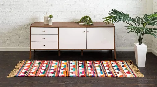 Vista 3 de Unique Loom Chindi Trellis Collection - Alfombra moderna, geométrica, colores brillantes, alfombra del suroeste