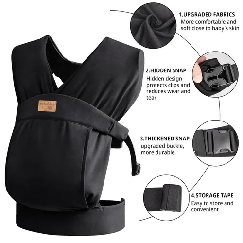 Vista 4 de Fular Portabebés Bandolera, Portabebés para Recién Nacidos y Niños Pequeños, Amigable con la Piel y Suave Envoltura Frontal para Bebés, Regalos