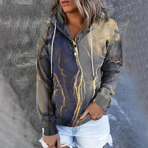 Vista 52 de Sudaderas con capucha para mujer, con cuello de botón, sin botones, con cordón, manga larga, lindas, ropa para adolescentes y niñas