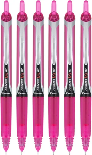 Vista 6 de PILOT Precise V5 RT - Bolígrafos de tinta líquida recargables y retráctiles, punta extrafina (0.020 in), tinta burdeos, paquete de 6