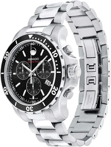 Vista 3 de Movado Reloj cronógrafo deportivo para hombre Serie 800 con esfera índice, negroplateadogris 2600142, DoradoNegro, Reloj de cuarzo, cronógrafo