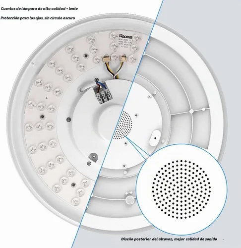 Vista 6 de Lámpara de techo con música WiFi mejorada con altavoz Bluetooth y control WiFi inteligente estrella de 15 pulgadas