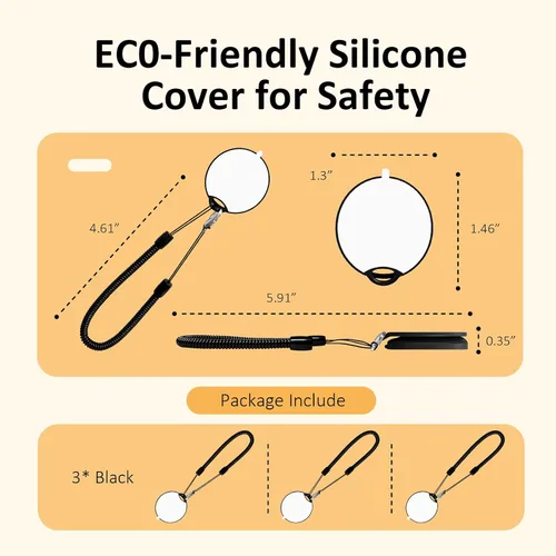 Vista 3 de Soporte magnético de silicona para control remoto con cable de seguridad 3 Negro