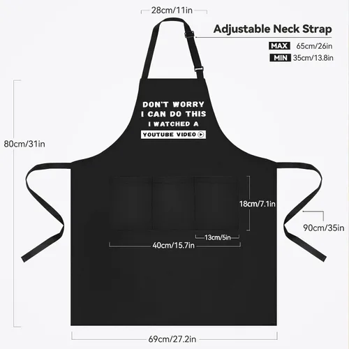 Vista 2 de NLUS Delantales divertidos para hombres, delantal divertido para cocinero para cocinar, asar a la parrilla, barbacoa con 3 bolsillos, regalos
