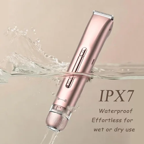 Vista 7 de Afeitadora eléctrica impermeable 2 en 1 para mujer, color oro rosa