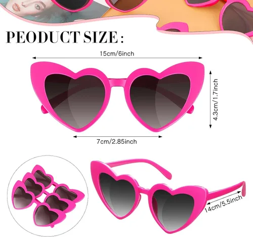 Vista 2 de 16 pares de lentes de sol retro en forma de corazón con forma de ojo de gato para mujeres y niñas, M
