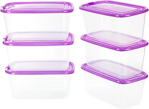 Vista 9 de KIGI Paquete de 6 recipientes de plástico de 20 onzas con tapas, herméticos, rectangulares, para preparación de comidas, microondas, congelación