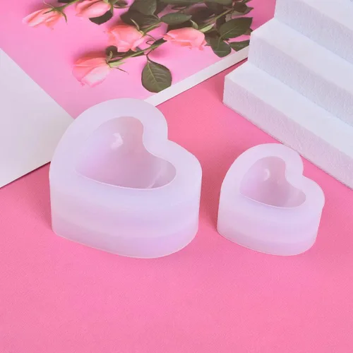 Vista 3 de Weenkeey 2 moldes de resina en forma de corazón 3D, dijes de llavero de corazón, molde de silicona, molde de fundición de joyería de corazón, molde