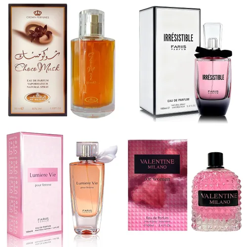 Vista 41 de AFLUXE Set de perfume para mujer, 4 piezas, colección Eau De Parfum de larga duración, almizcle Choco/Milano Mujer/6pm Rosa/7AM Fresh